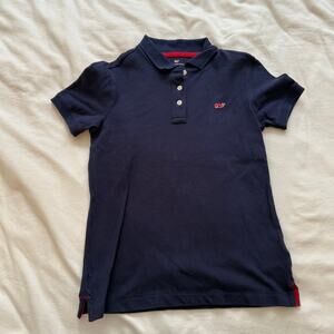 Vineyard Vines Target Navy Blue Polo Shirt Red Embroidered Whale Size 7